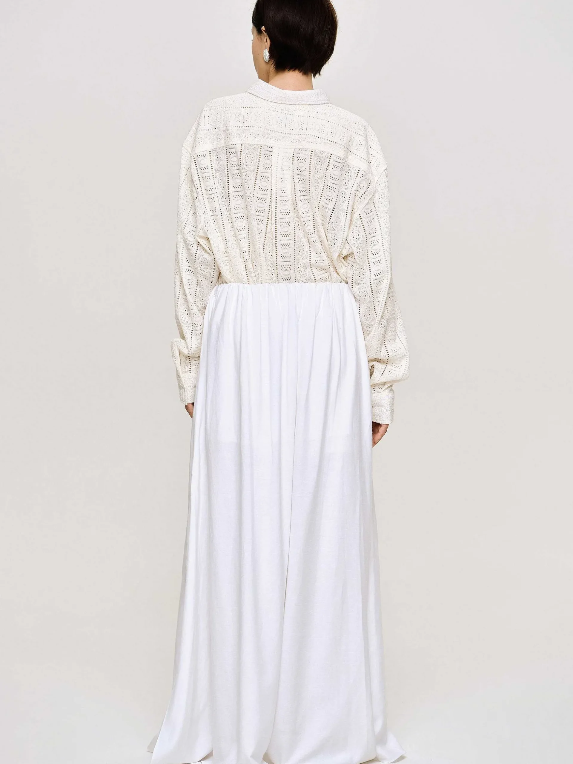 Women Source Unknown Bottoms-Dhanila Floor-Length Linen Skirt, Optic White
