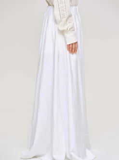 Women Source Unknown Bottoms-Dhanila Floor-Length Linen Skirt, Optic White