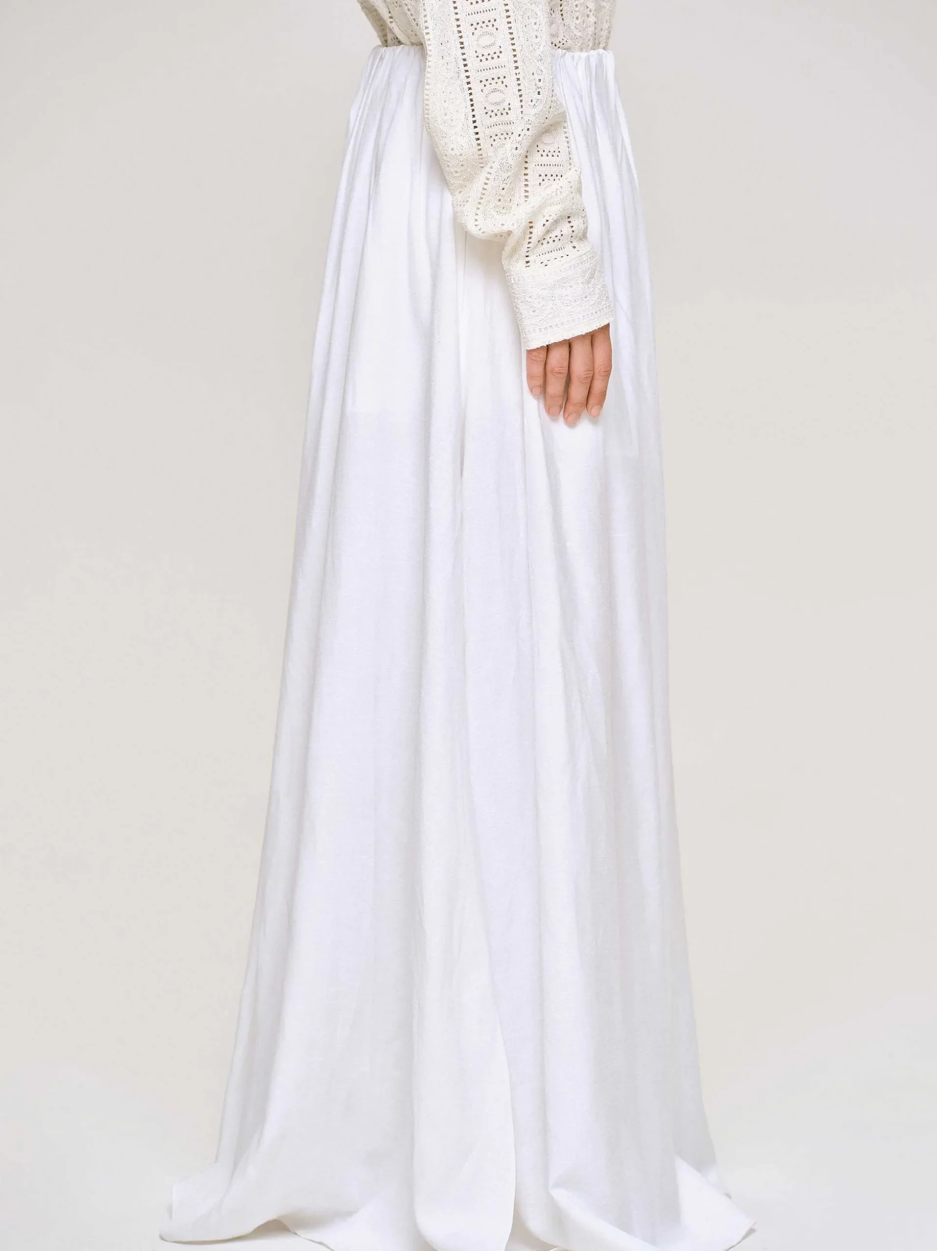 Women Source Unknown Bottoms-Dhanila Floor-Length Linen Skirt, Optic White