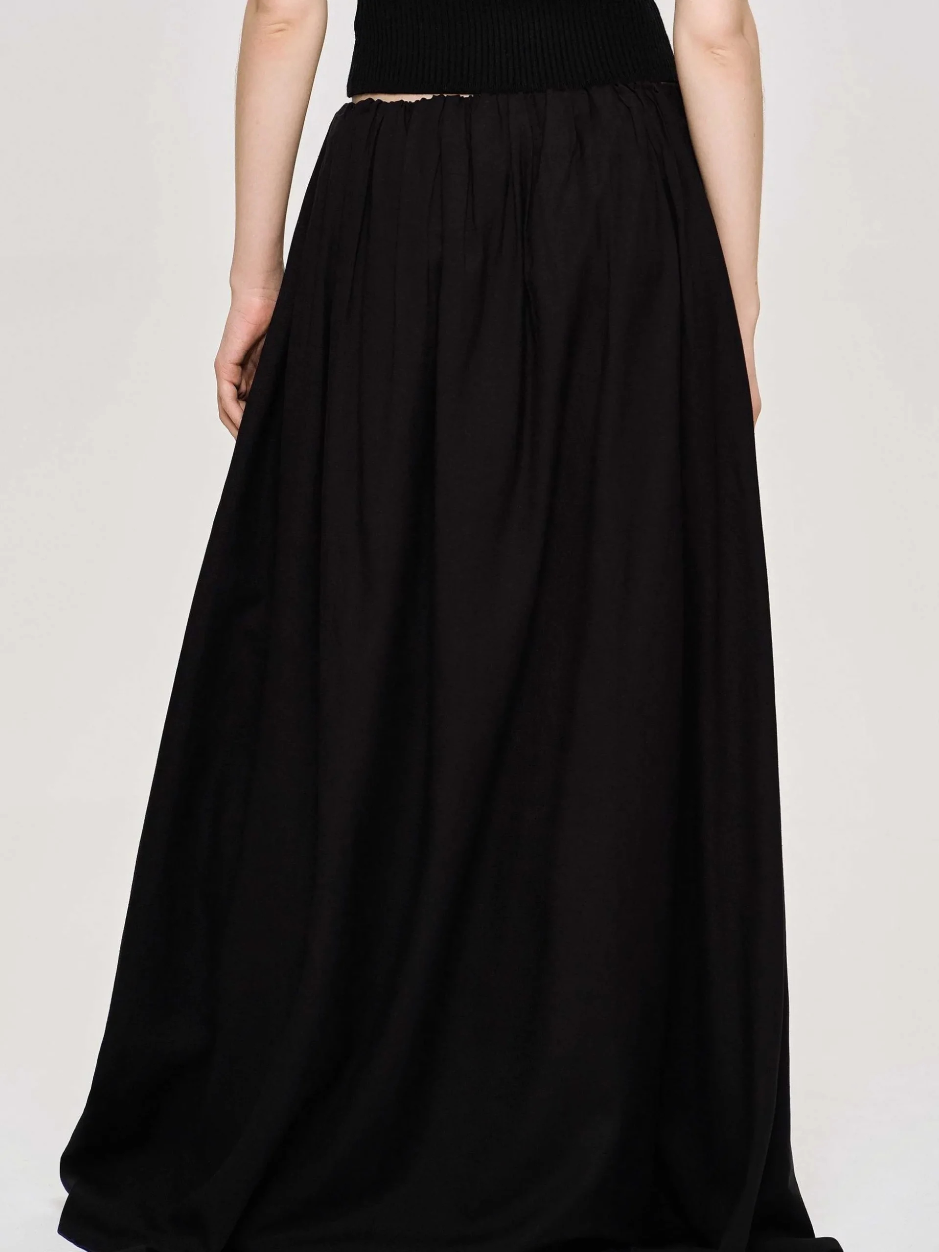 Women Source Unknown Bottoms-Dhanila Floor-Length Linen Skirt, Black