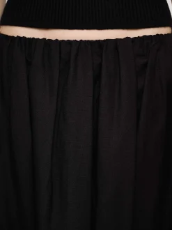 Women Source Unknown Bottoms-Dhanila Floor-Length Linen Skirt, Black