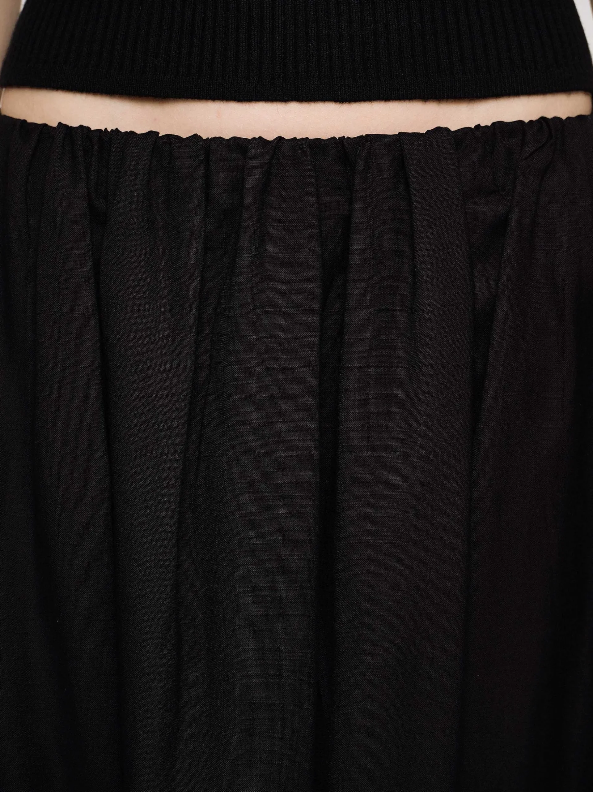 Women Source Unknown Bottoms-Dhanila Floor-Length Linen Skirt, Black