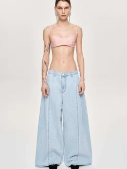 Women Source Unknown Denim-Double Side Oversized Jeans, Light Blue