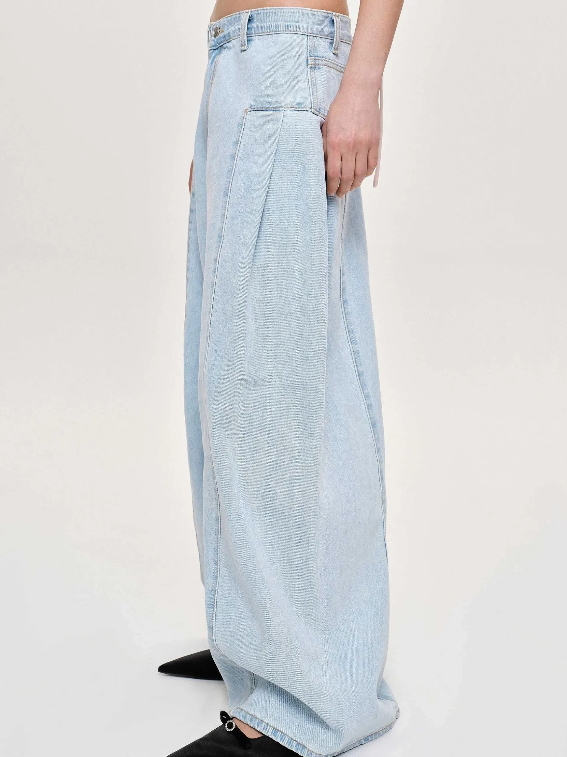 Women Source Unknown Denim-Double Side Oversized Jeans, Light Blue