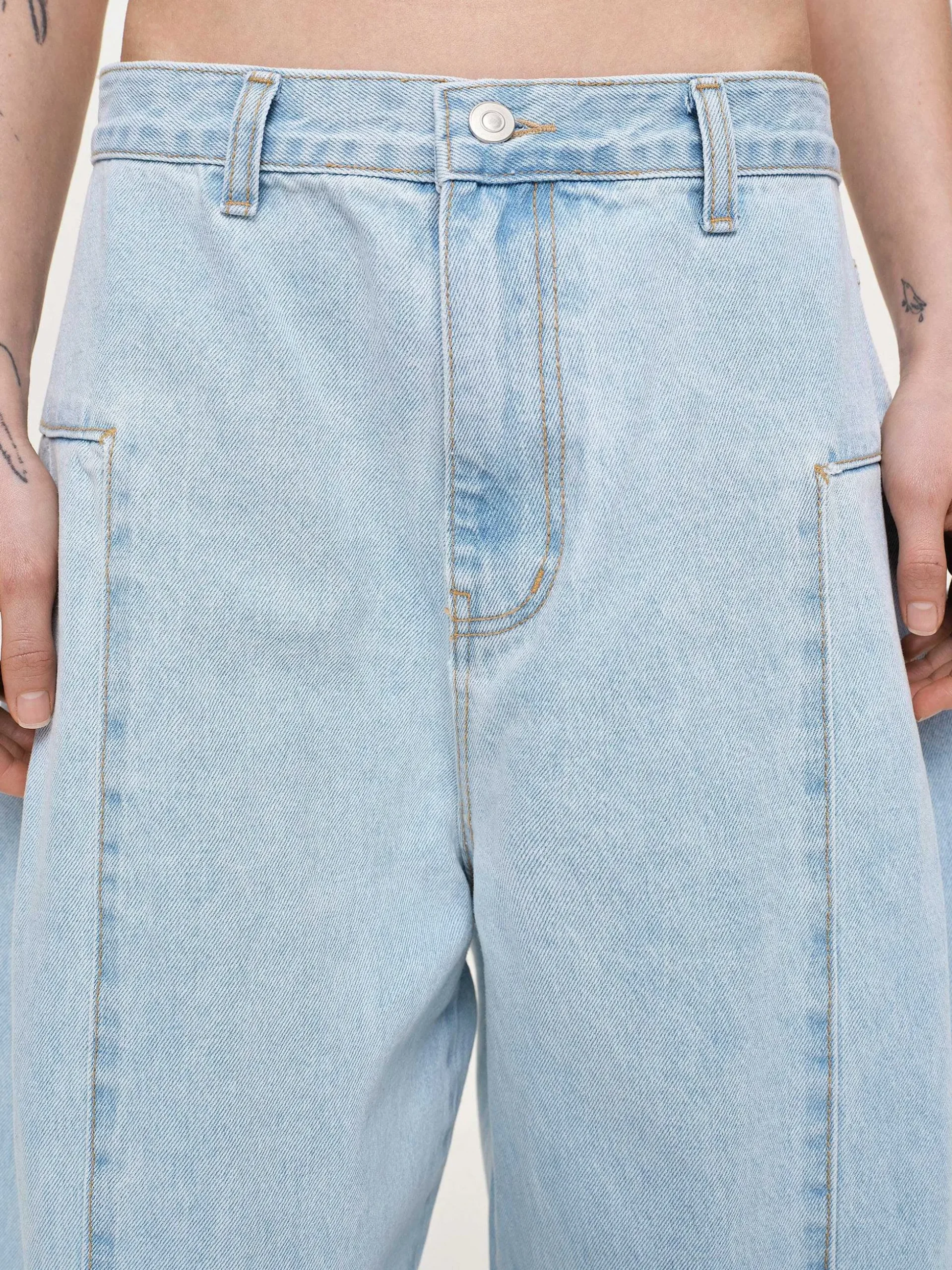 Women Source Unknown Denim-Double Side Oversized Jeans, Light Blue