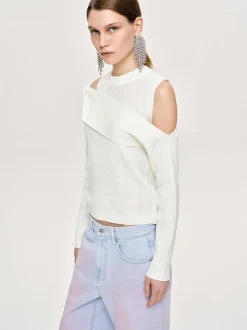 Women Source Unknown Knitwear-Draped Cut-Out Knit, White