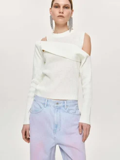 Women Source Unknown Knitwear-Draped Cut-Out Knit, White