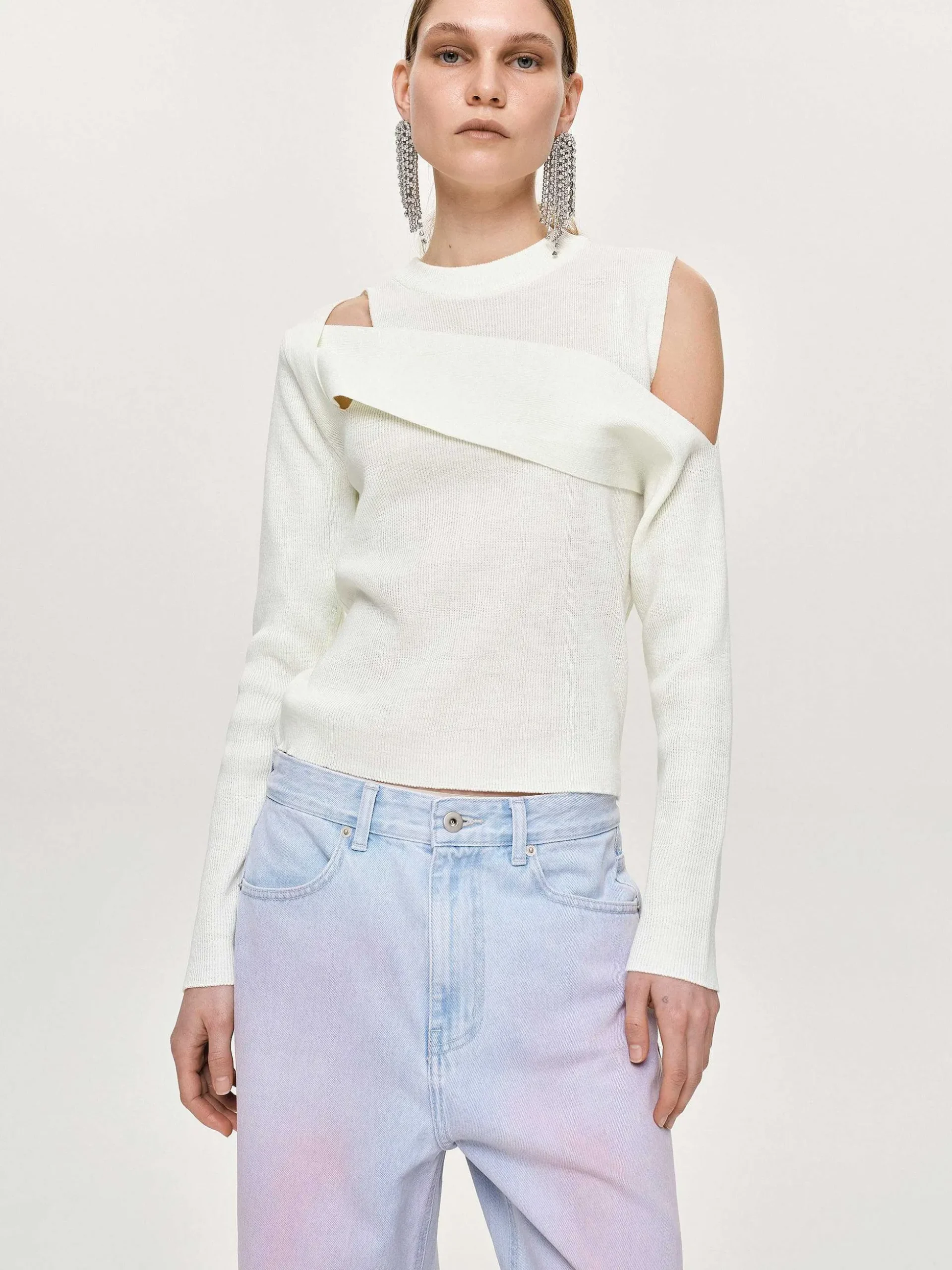 Women Source Unknown Clothing-Draped Cut-Out Knit, White