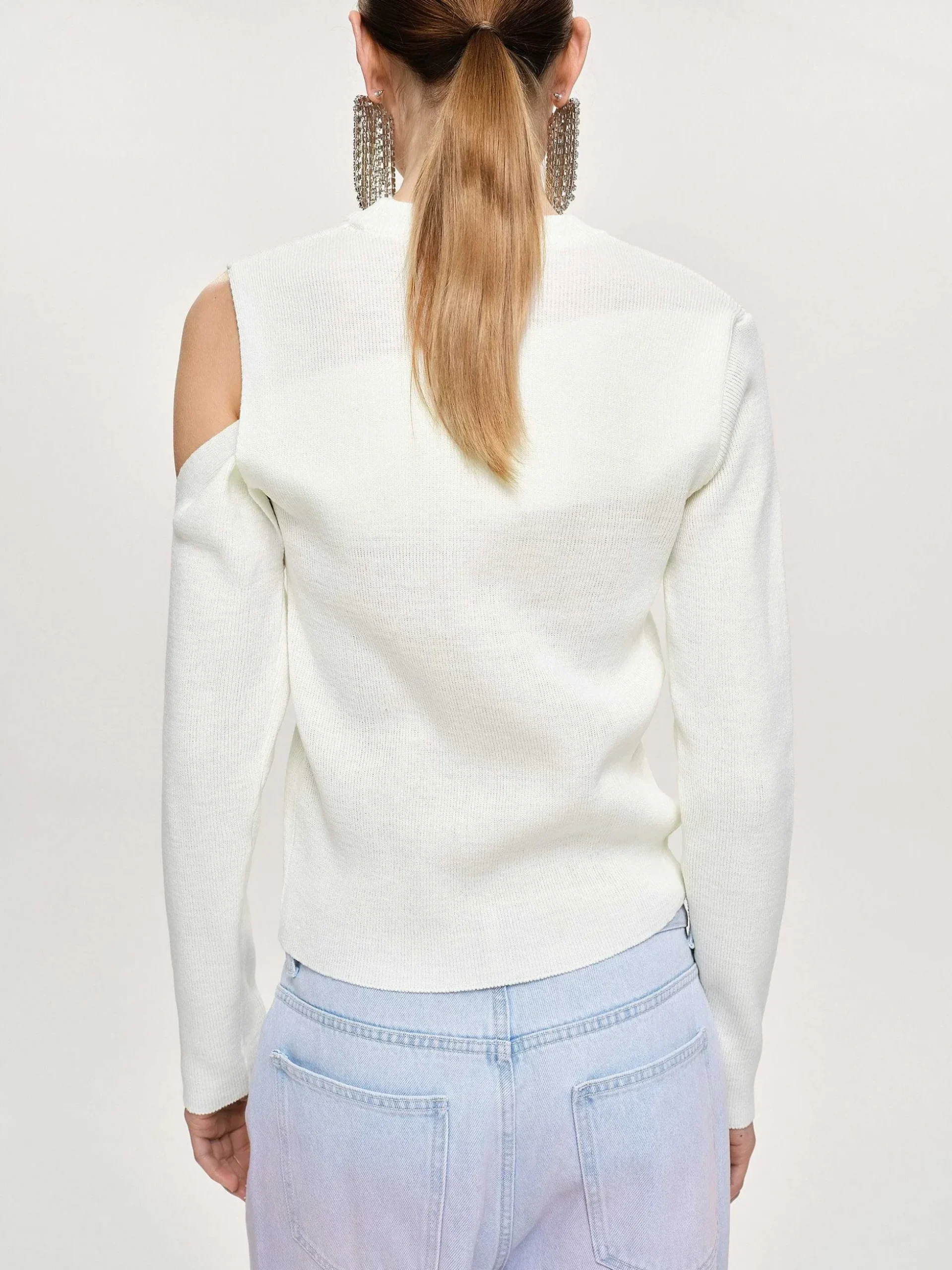 Women Source Unknown Clothing-Draped Cut-Out Knit, White