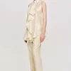 Women Source Unknown Accessories-Draped Ruffle Top, Champaign