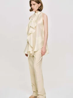 Women Source Unknown Accessories-Draped Ruffle Top, Champaign