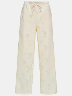 Women Source Unknown Bottoms-Drawstring Jacquard Pants, Ivory