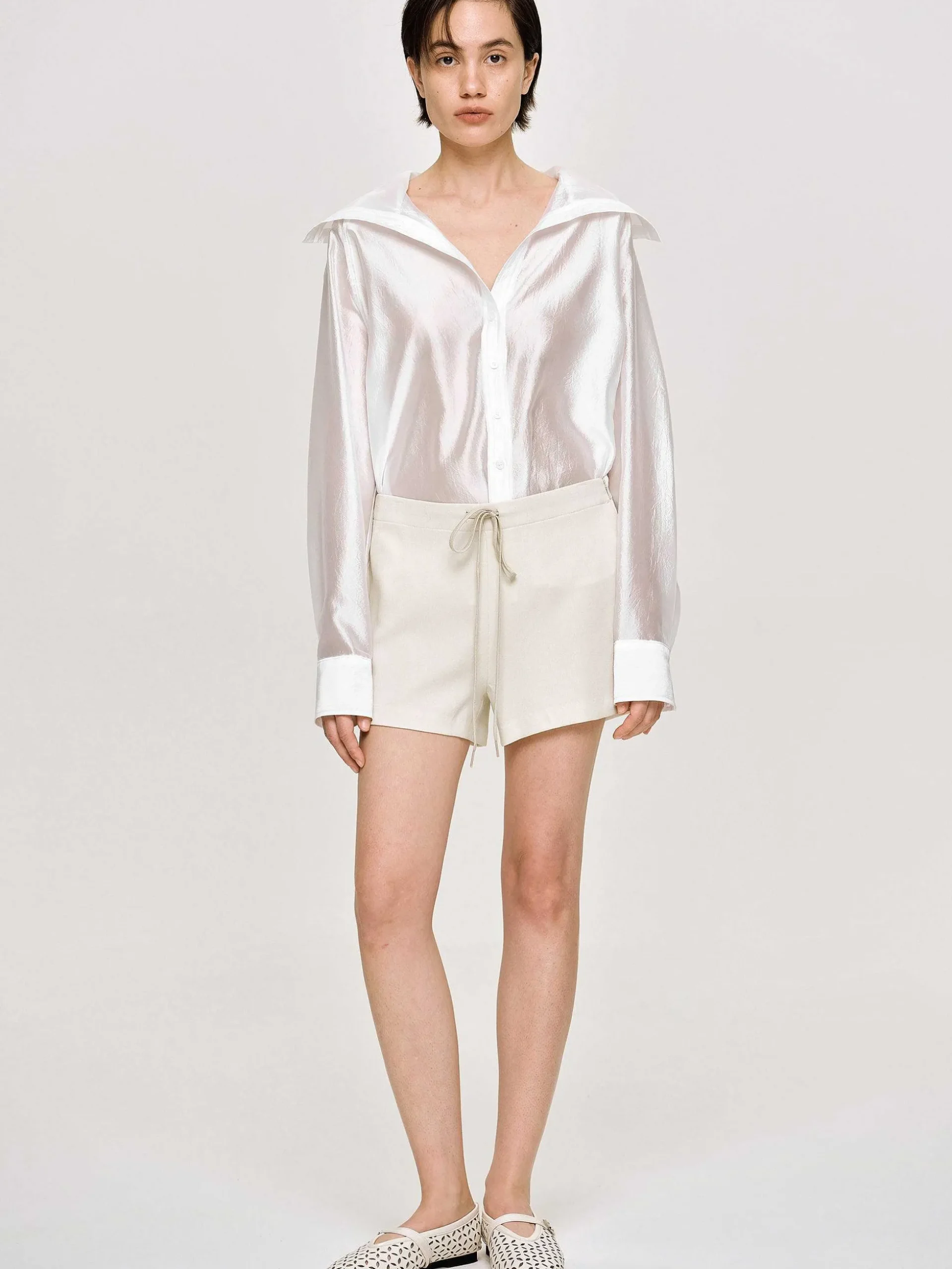 Women Source Unknown Bottoms-Drawstring Shorts, Alabaster