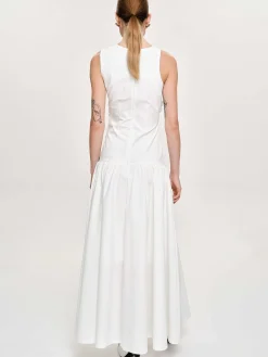 Women Source Unknown Accessories-Drop Waist Ruched Dress, Off White