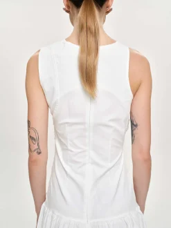 Women Source Unknown Accessories-Drop Waist Ruched Dress, Off White