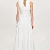 Women Source Unknown Accessories-Drop Waist Ruched Dress, Off White