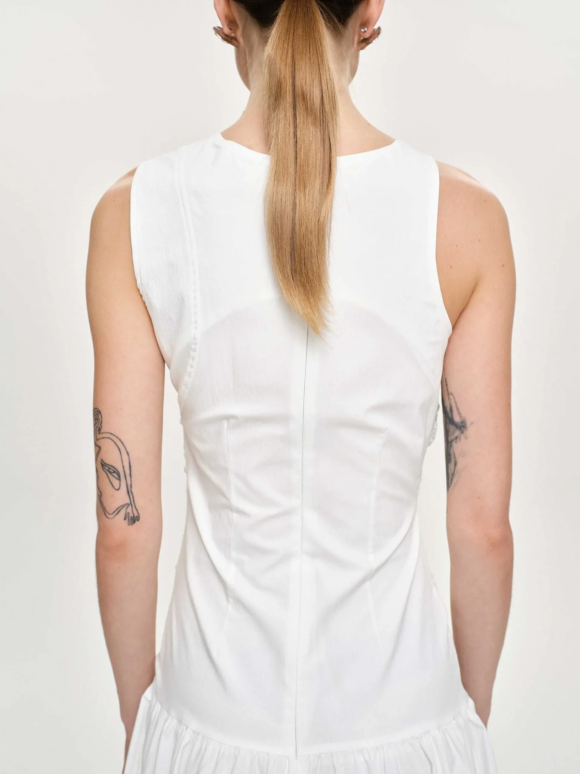 Women Source Unknown Accessories-Drop Waist Ruched Dress, Off White