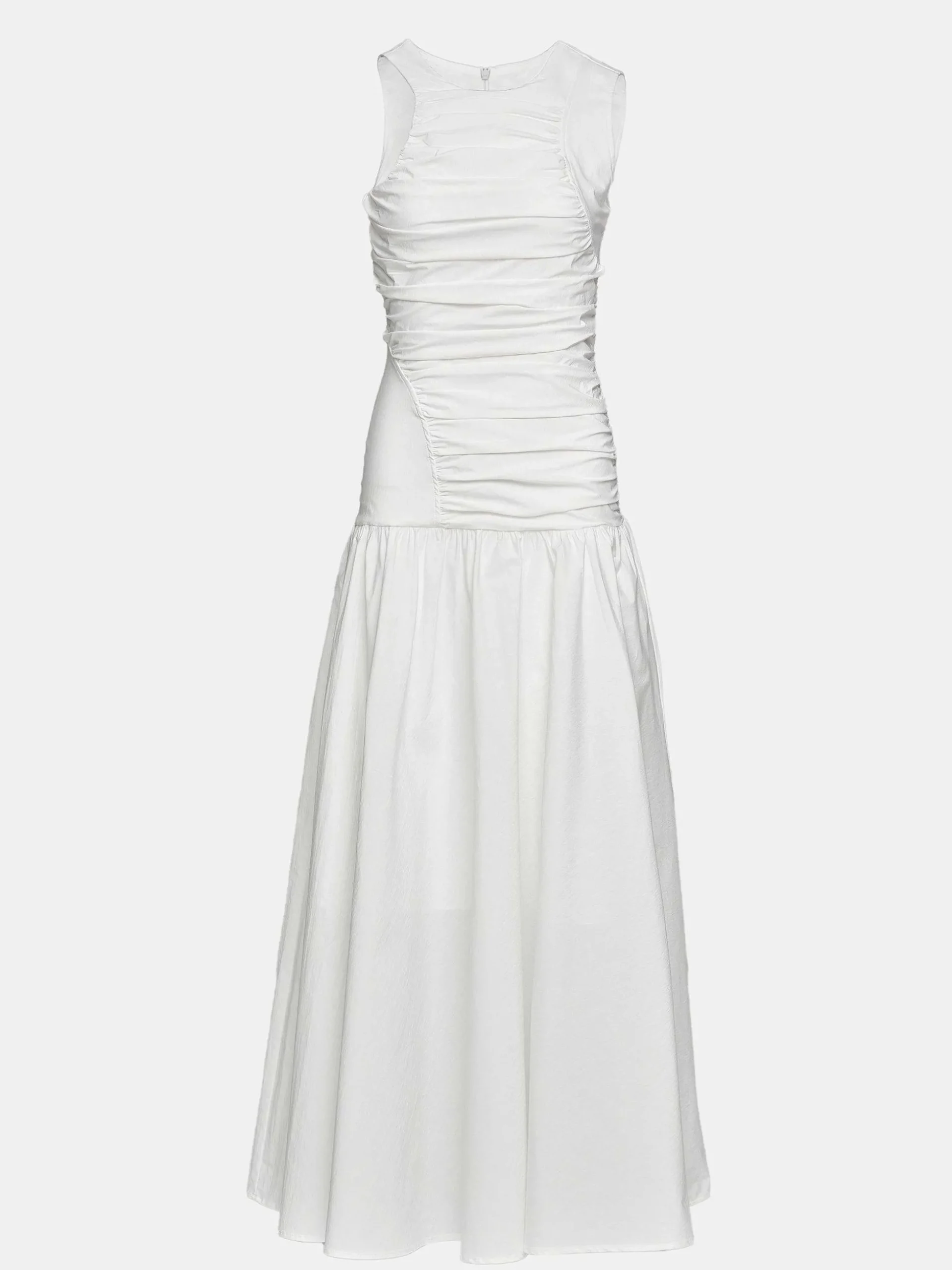 Women Source Unknown Accessories-Drop Waist Ruched Dress, Off White