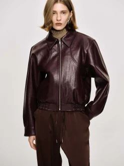 Women Source Unknown Accessories-Ennio Faux-Leather Bomber Jacket,