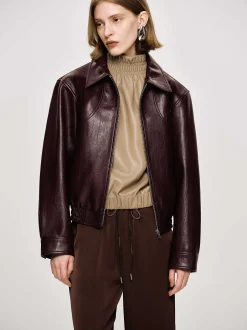 Women Source Unknown Accessories-Ennio Faux-Leather Bomber Jacket,