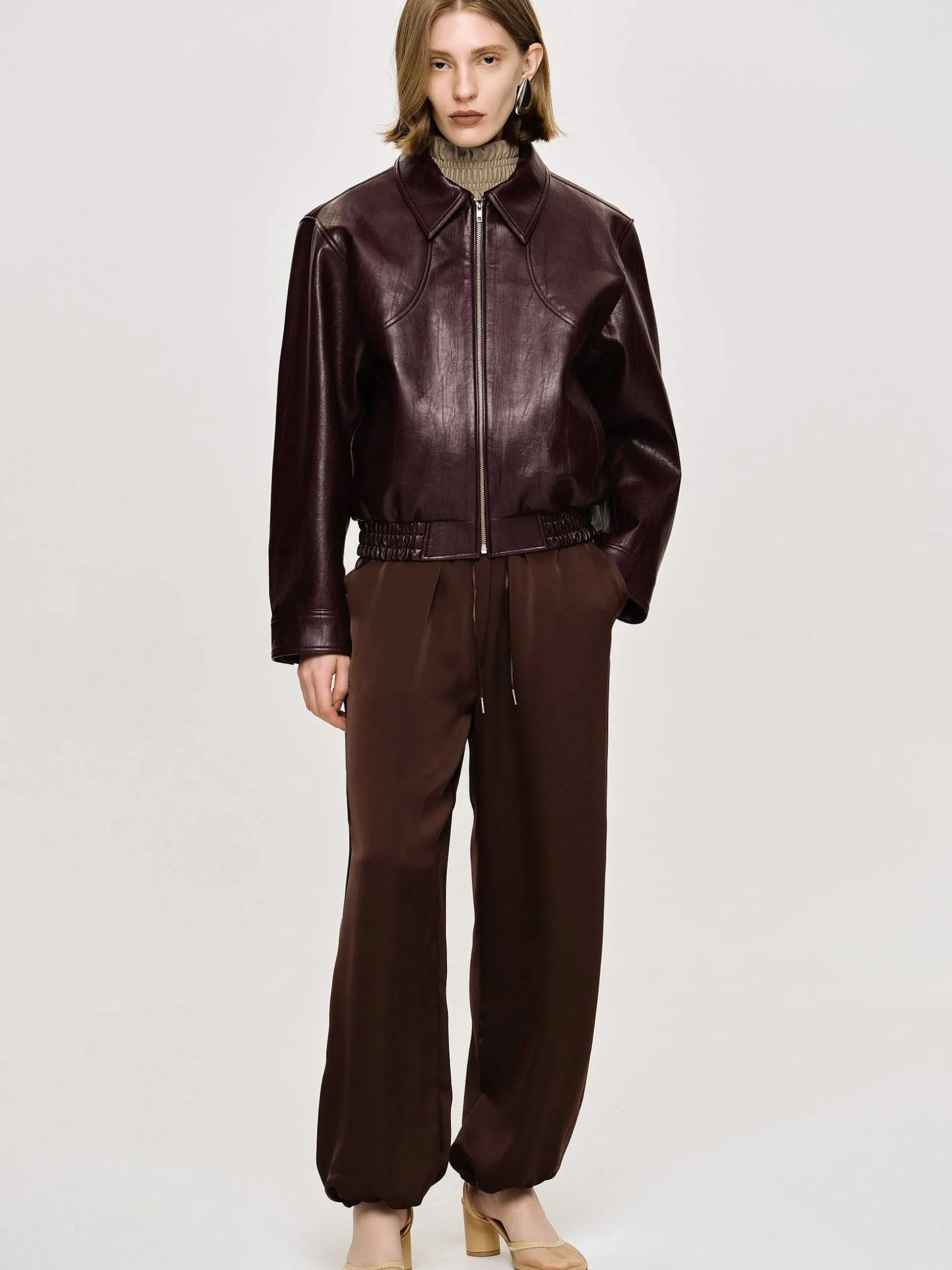 Women Source Unknown Accessories-Ennio Faux-Leather Bomber Jacket,