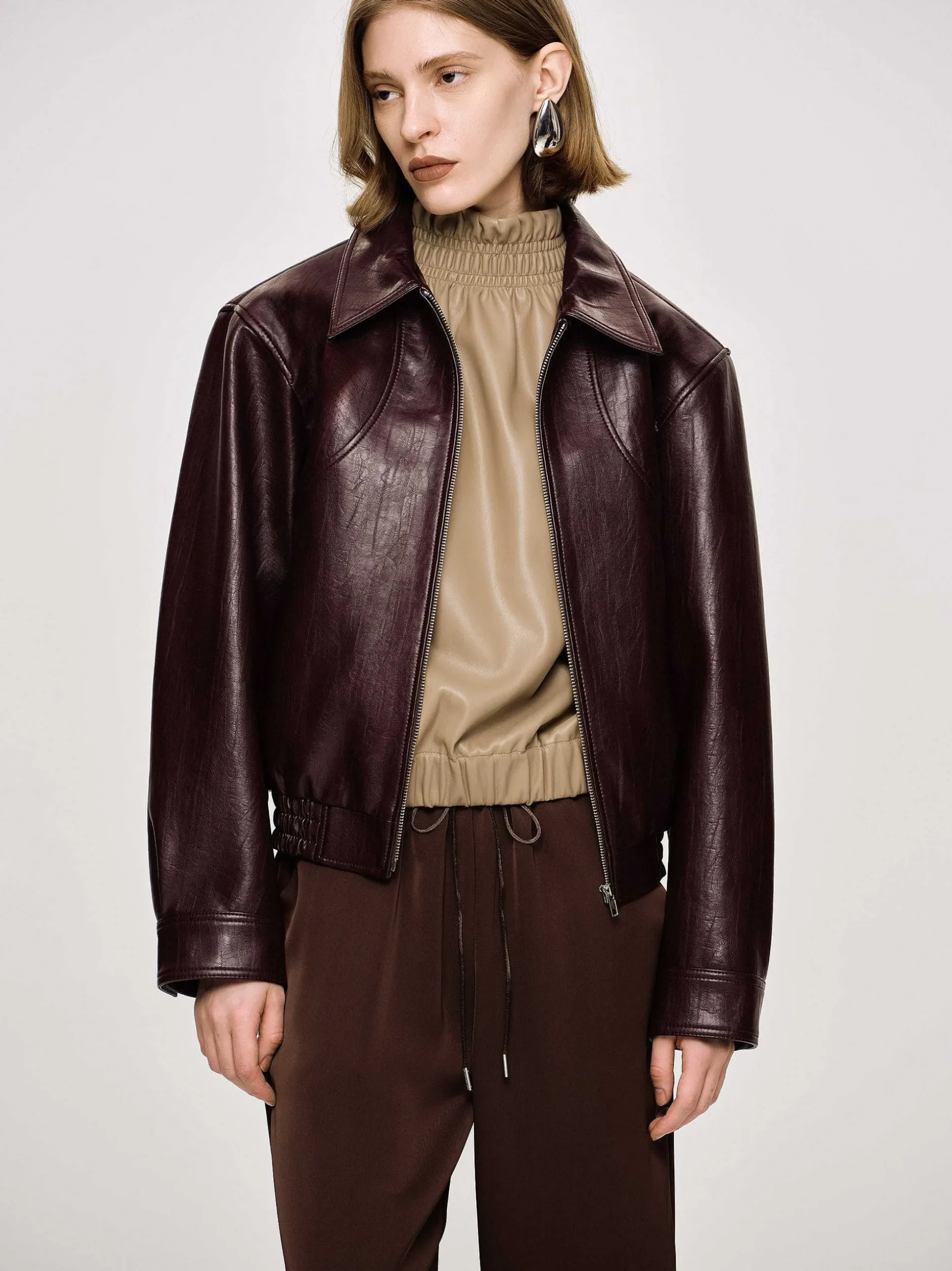 Women Source Unknown Accessories-Ennio Faux-Leather Bomber Jacket,