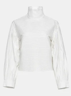 Women Source Unknown Tops-Erza Volume Blouse, White