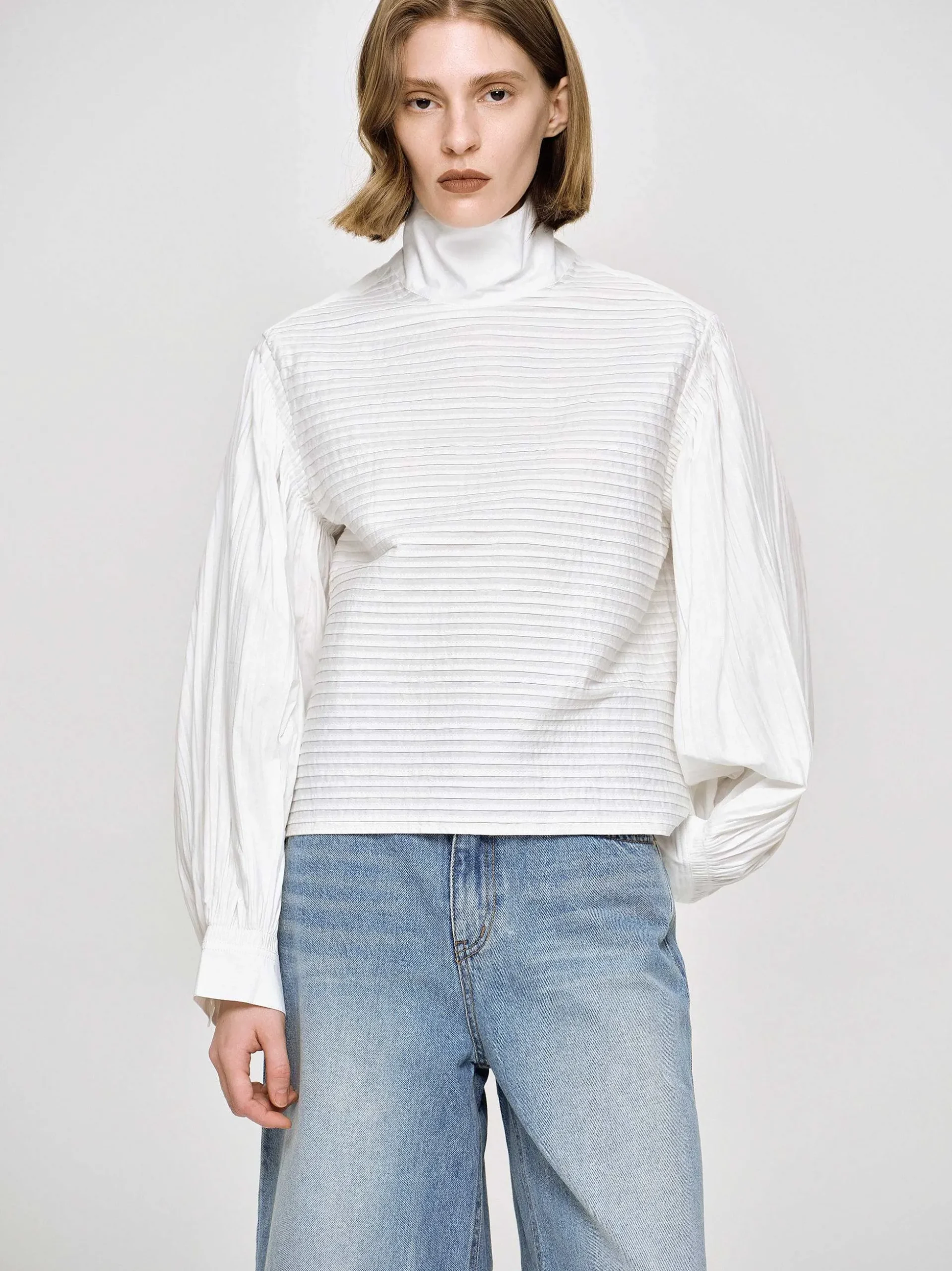 Women Source Unknown Clothing-Erza Volume Blouse, White