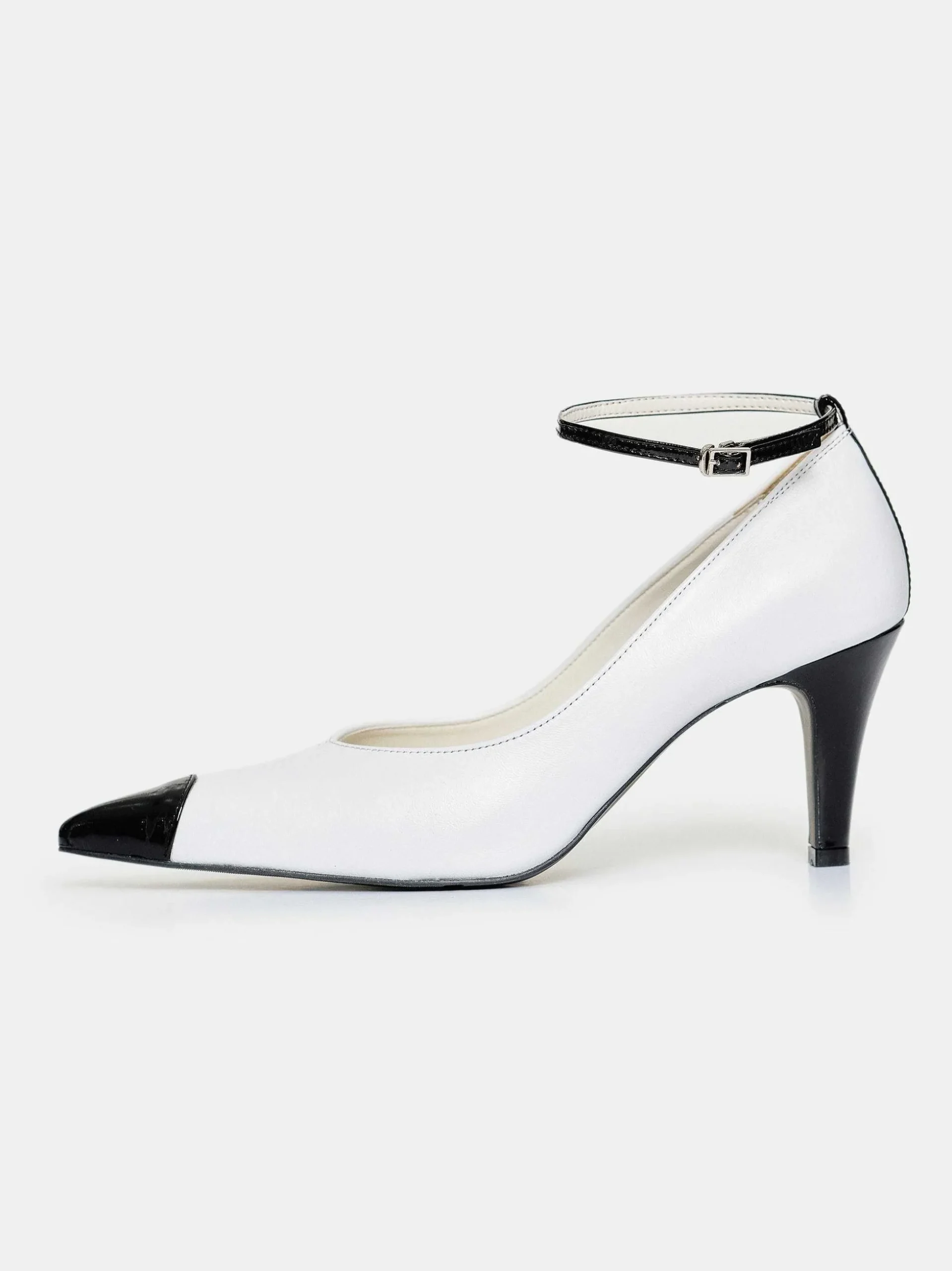 Women Source Unknown Shoes & Bags-Ester Bicolor Ankle-Strap Heels, White