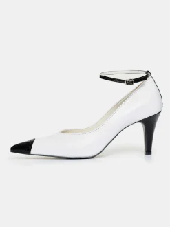 Women Source Unknown Shoes & Bags-Ester Bicolor Ankle-Strap Heels, White