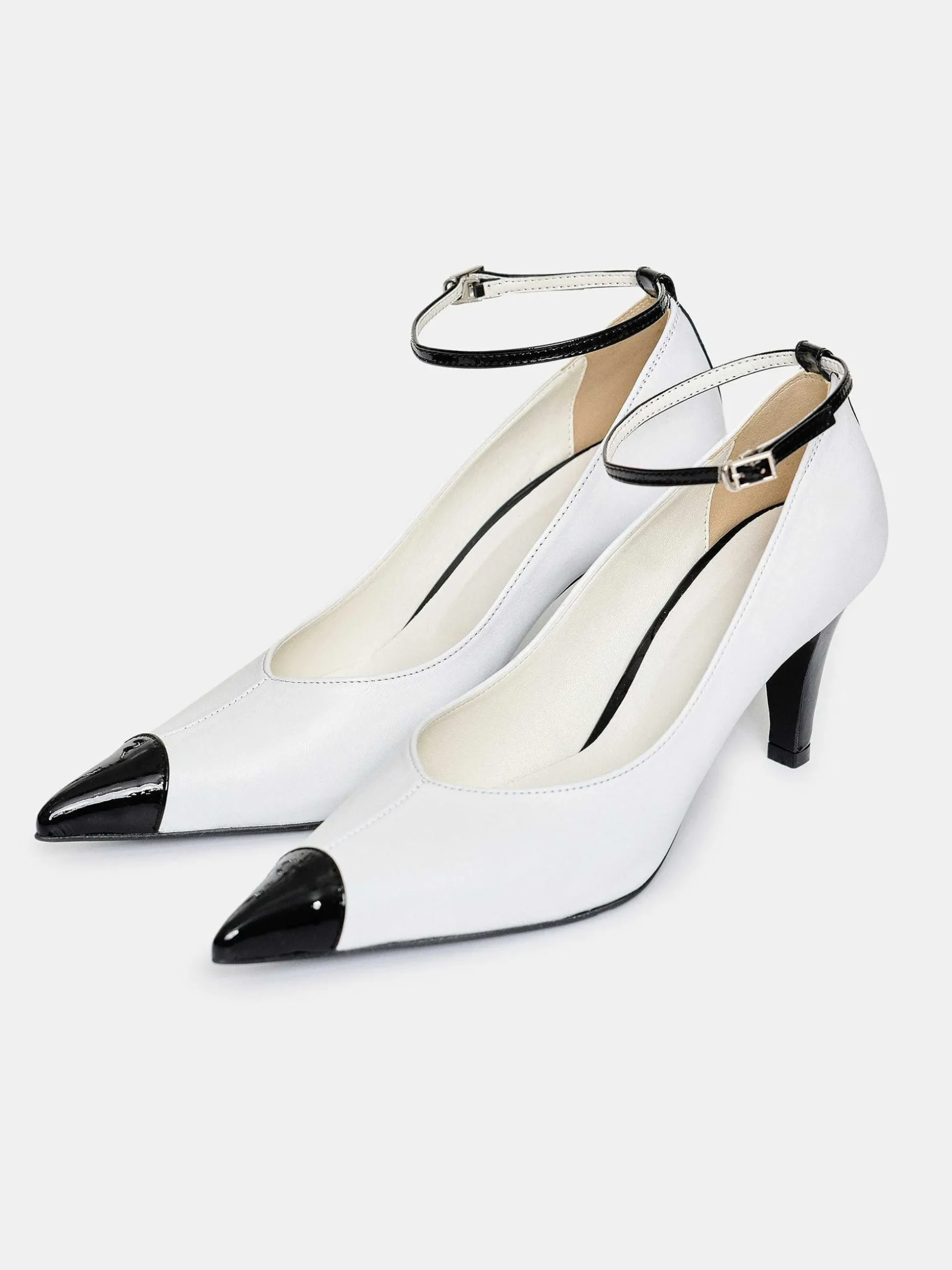 Women Source Unknown Shoes & Bags-Ester Bicolor Ankle-Strap Heels, White