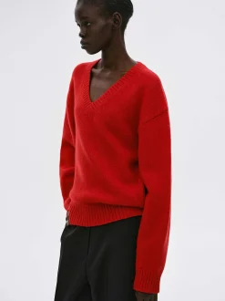 Women Source Unknown Clothing-Extra-Fine Wool Jumper, Red