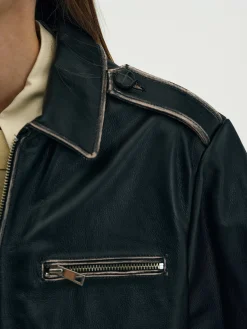 Women Source Unknown Outerwear-Faded Leather Jacket,