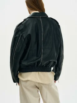 Women Source Unknown Outerwear-Faded Leather Jacket,