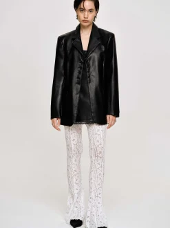 Women Source Unknown Outerwear-Faux Leather Button Jacket, Black