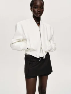 Women Source Unknown Outerwear-Faux-Leather Bomber Jacket, White