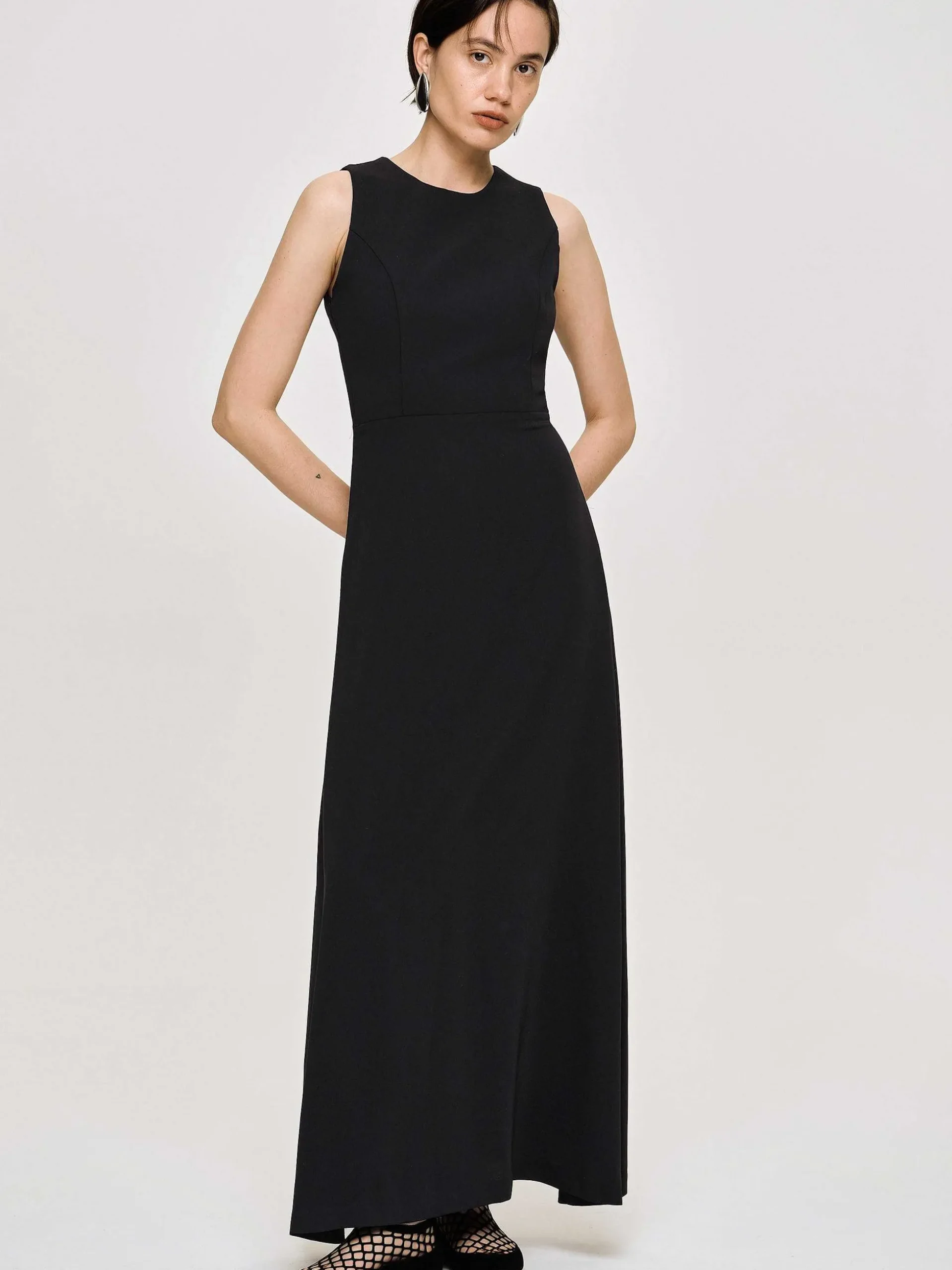 Women Source Unknown Clothing-Fitted Maxi Dress, Black