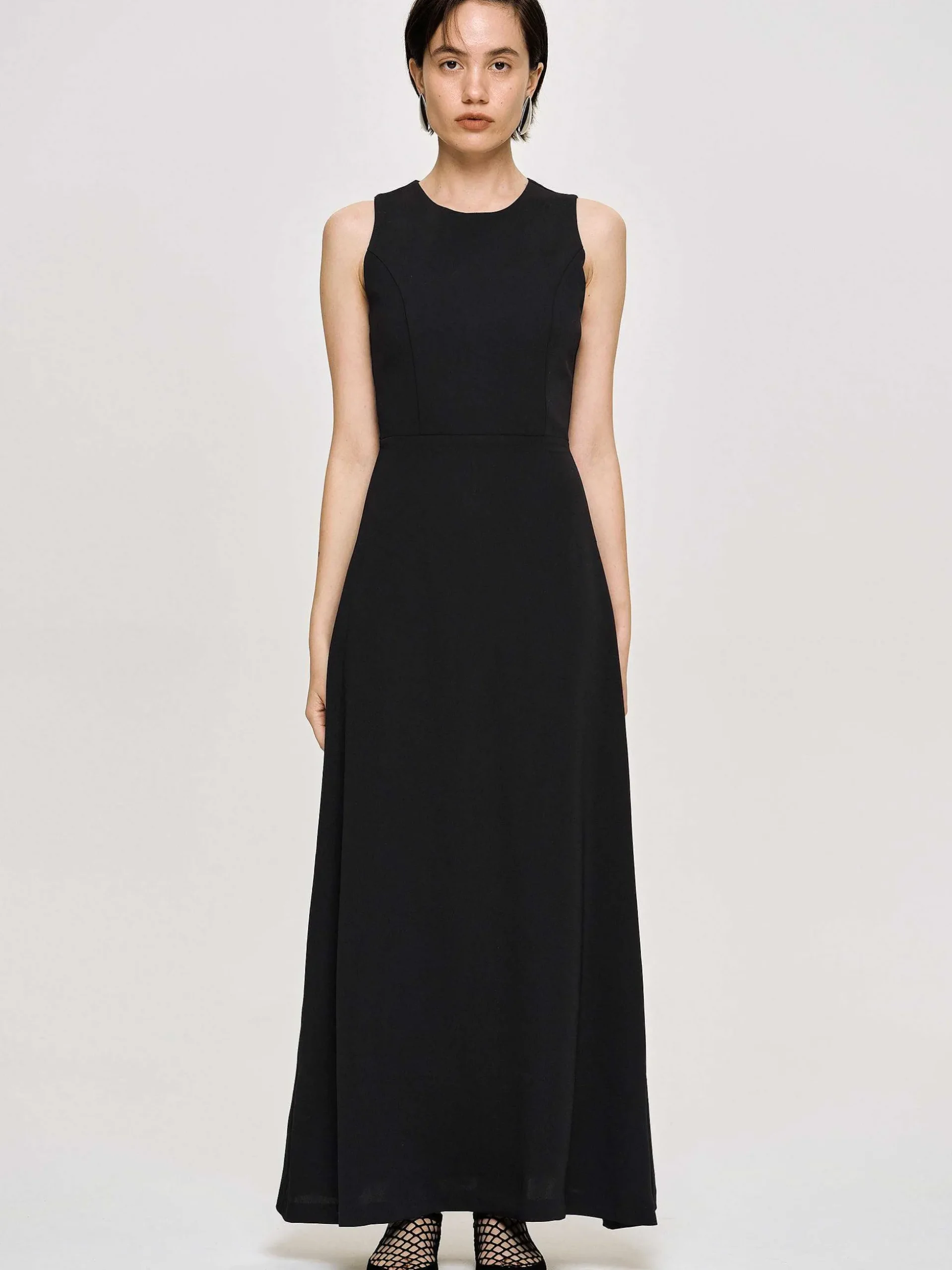 Women Source Unknown Clothing-Fitted Maxi Dress, Black