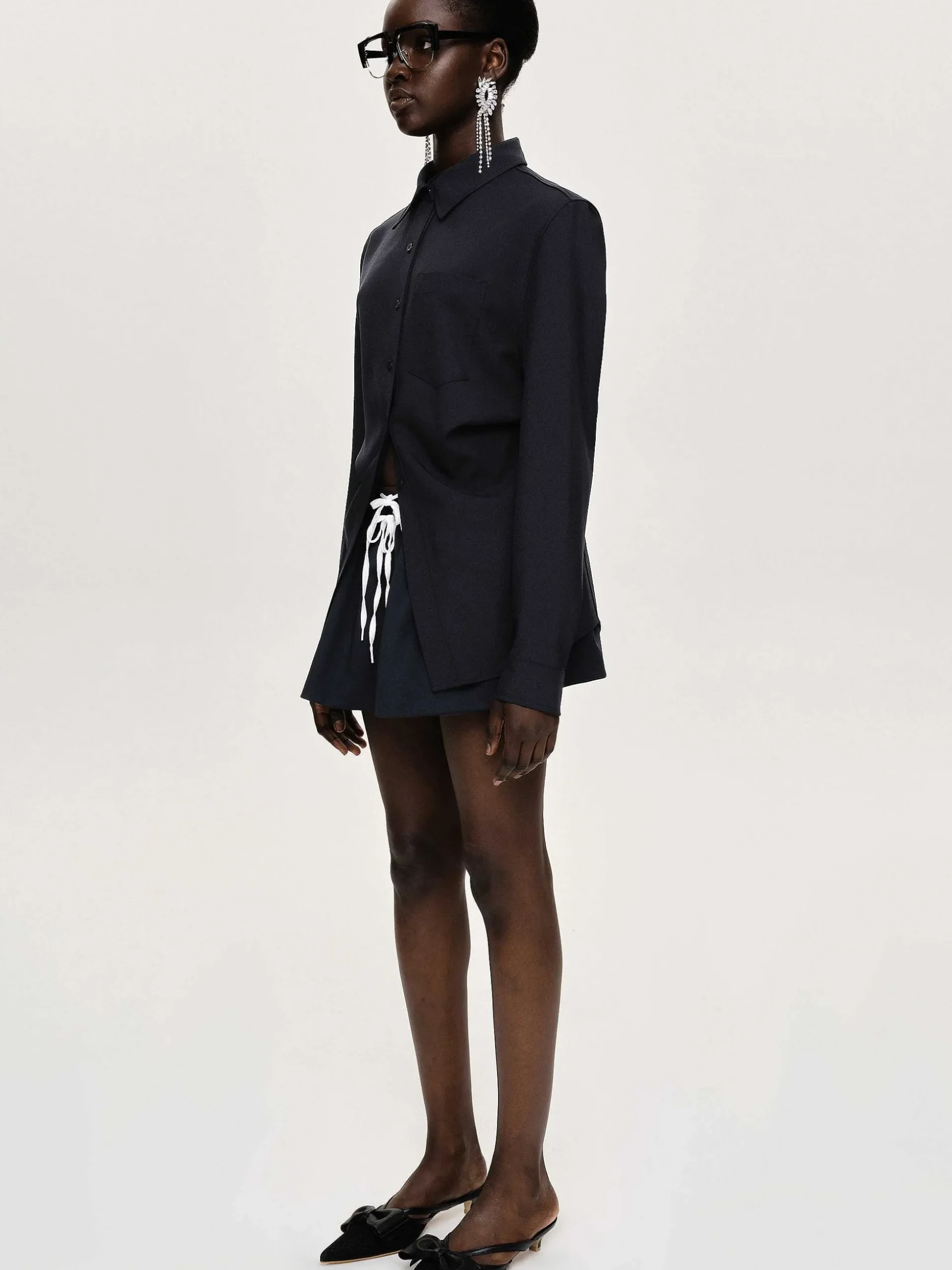 Women Source Unknown Accessories-Fitted Waist Shirt, Navy