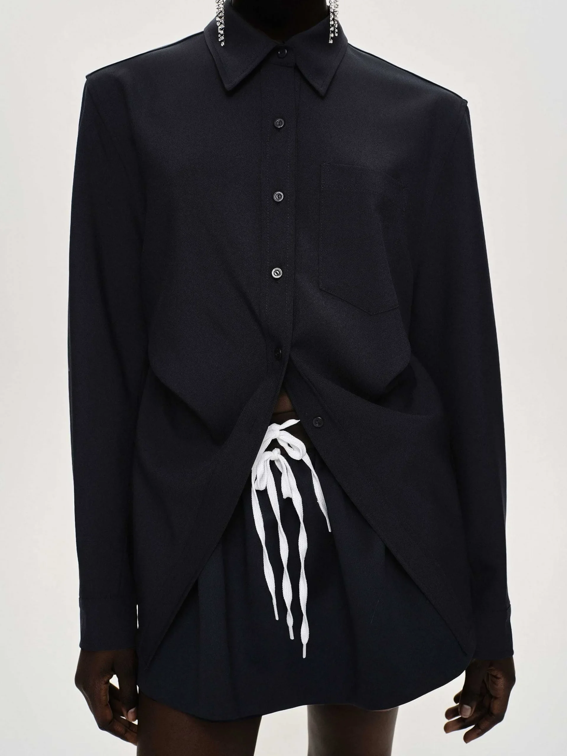 Women Source Unknown Accessories-Fitted Waist Shirt, Navy