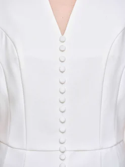 Women Source Unknown Tops-Flared Button Vest, White