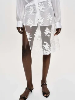 Women Source Unknown Clothing-Flora-Applique Wrap Skirt, White
