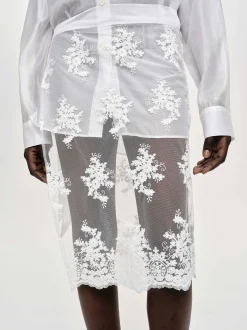 Women Source Unknown Clothing-Flora-Applique Wrap Skirt, White