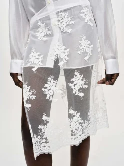 Women Source Unknown Clothing-Flora-Applique Wrap Skirt, White