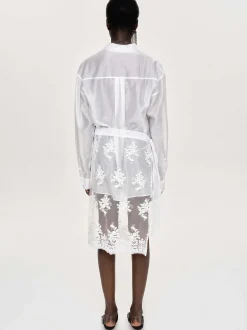 Women Source Unknown Bottoms-Flora-Applique Wrap Skirt, White