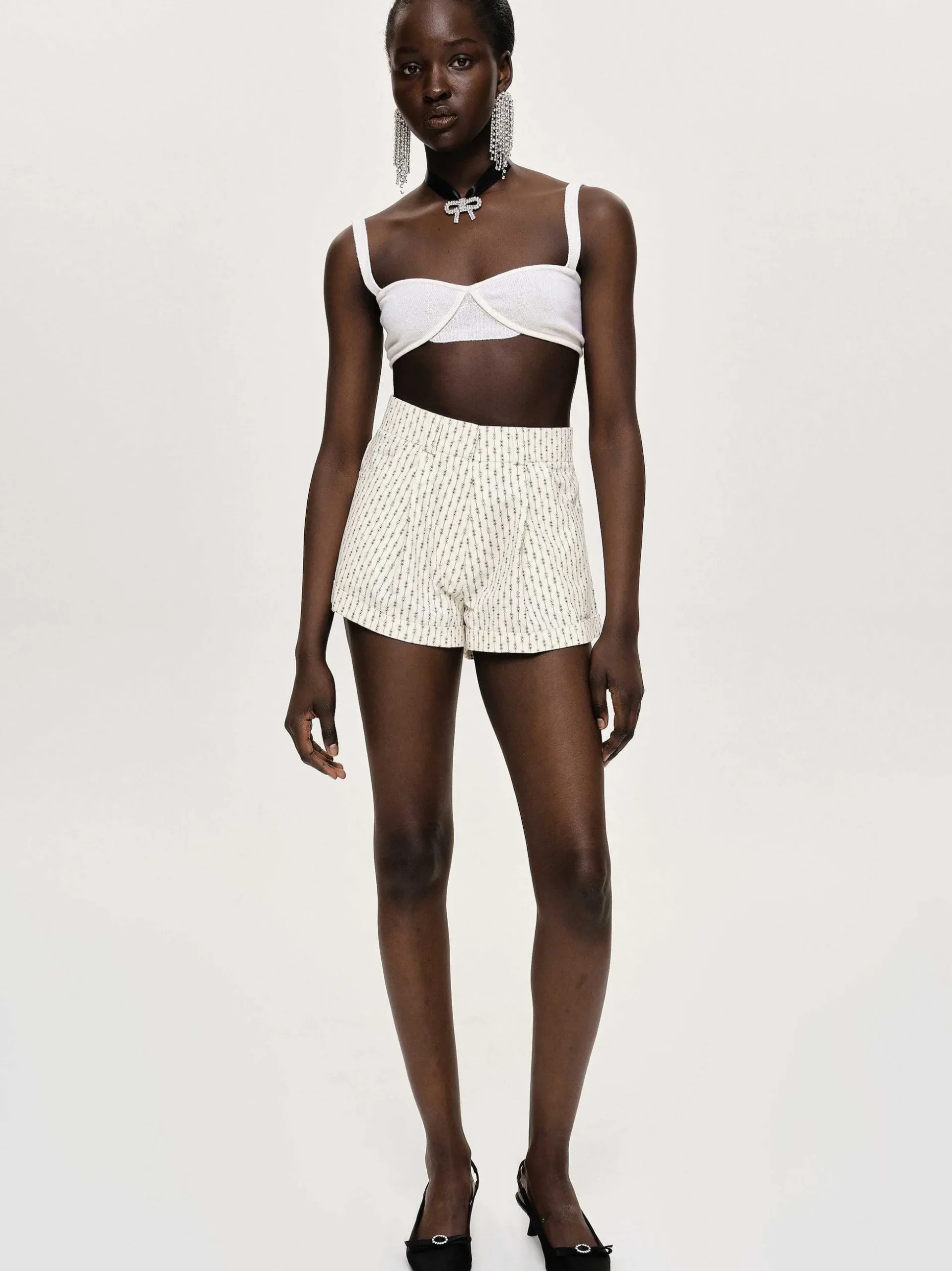 Women Source Unknown Bottoms-Floral Micro Shorts, Ivory