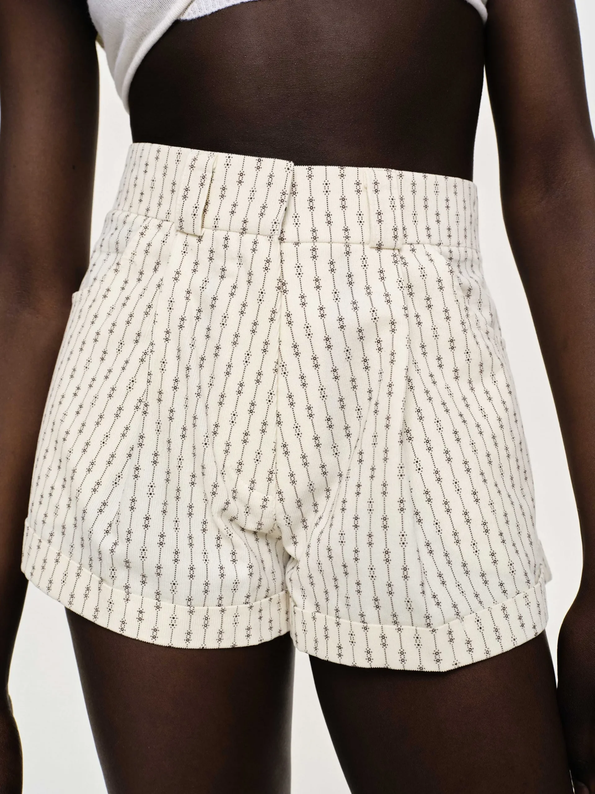 Women Source Unknown Bottoms-Floral Micro Shorts, Ivory