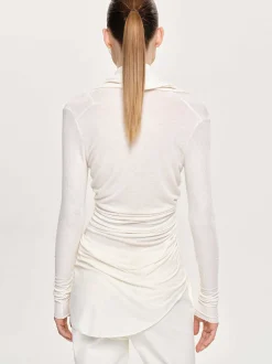 Women Source Unknown Tops-Folgore Asymmetric Drape Top, Ivory