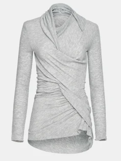 Women Source Unknown Clothing-Folgore Asymmetric Drape Top, Grey