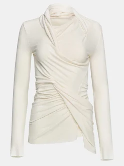 Women Source Unknown Clothing-Folgore Asymmetric Drape Top, Ivory